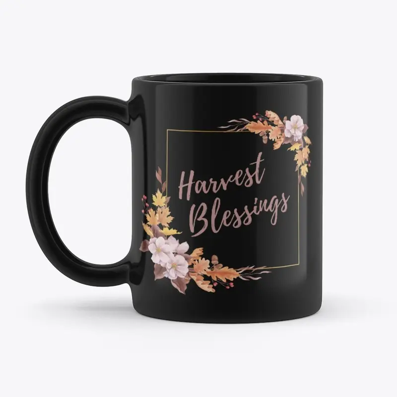 Black mug flower design